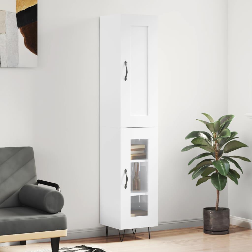 Skab 34,5x34x180 cm konstrueret træ hvid højglans