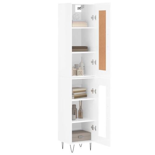 Skab 34,5x34x180 cm konstrueret træ hvid højglans