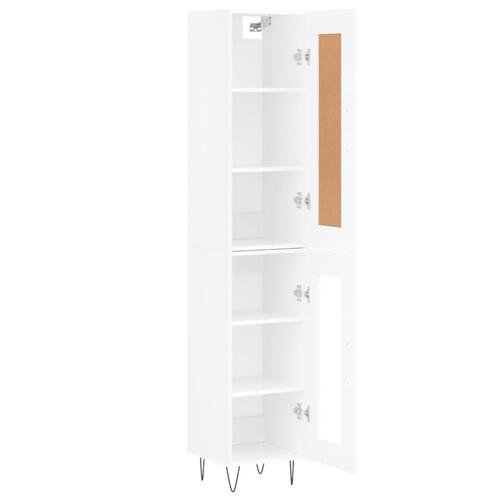 Skab 34,5x34x180 cm konstrueret træ hvid højglans