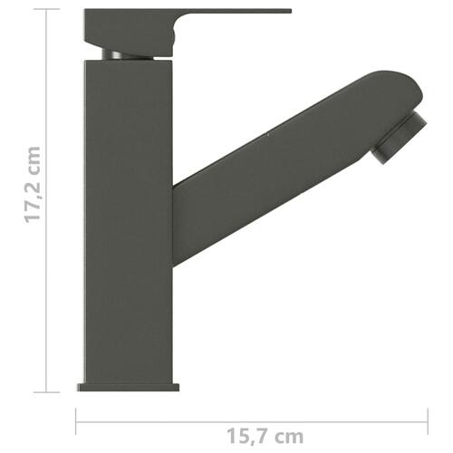 Vandhane m. udtræksfunktion til badeværelsesvask 157x172 mm grå