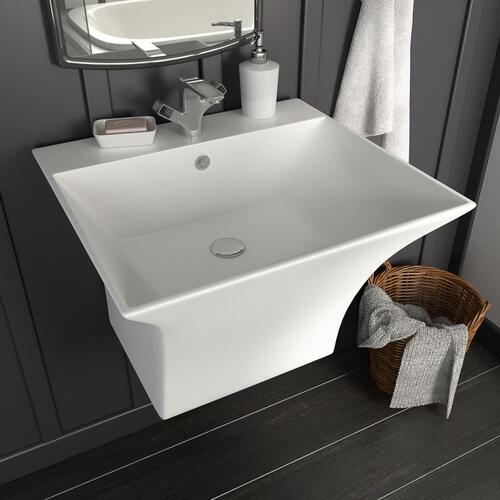 Væghængt håndvask keramik 500 x 450 x 410 mm hvid