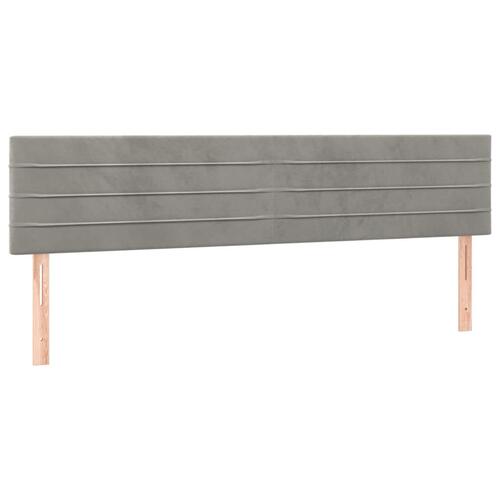 Sengegavl med LED-lys 160x5x78/88 cm fløjl lysegrå