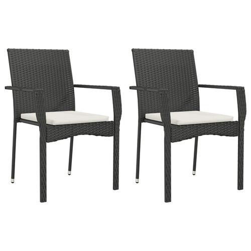 Spisebordssæt til haven 3 dele med hynder polyrattan sort