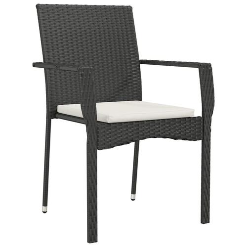 Spisebordssæt til haven 3 dele med hynder polyrattan sort