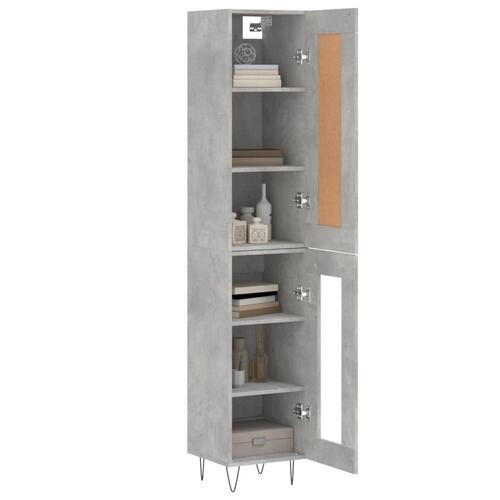 Skab 34,5x34x180 cm konstrueret træ betongrå