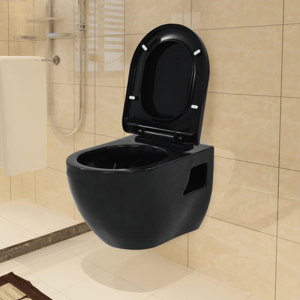 Væghængt toilet keramisk sort