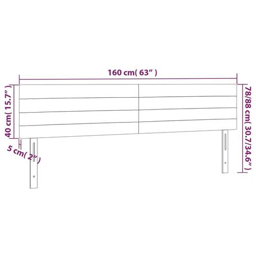 Sengegavl med LED-lys 160x5x78/88 cm velour sort