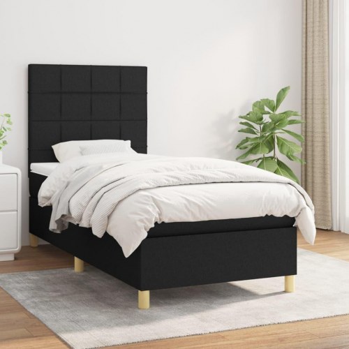 Kontinentalseng 80x200 cm med madras og topmadras - stof, sort