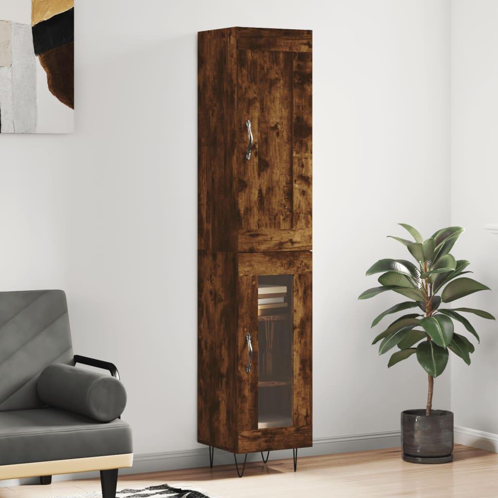 Skab 34,5x34x180 cm konstrueret træ røget egetræ