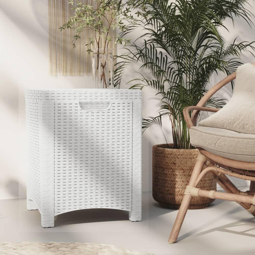Opbevaringsboks til haven 39x39x46 cm polyrattan hvid
