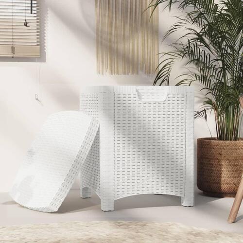 Opbevaringsboks til haven 39x39x46 cm polyrattan hvid