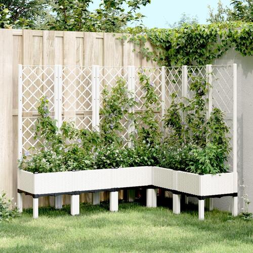 Plantekasse med espalier 160x120x142 cm PP hvid