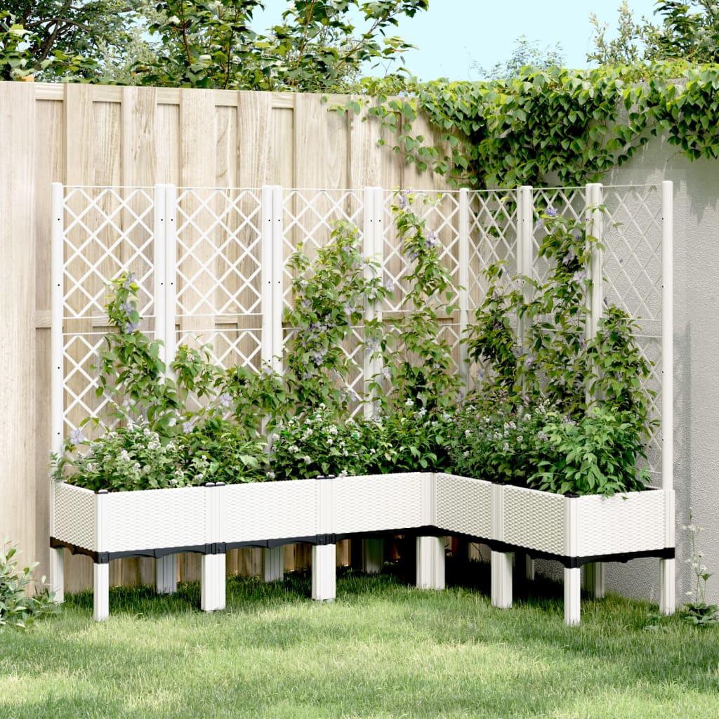 Plantekasse med espalier 160x120x142 cm PP hvid