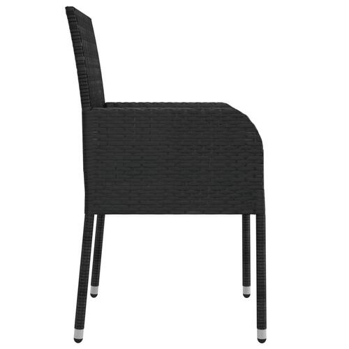 Spisebordssæt til haven 5 dele med hynder polyrattan sort