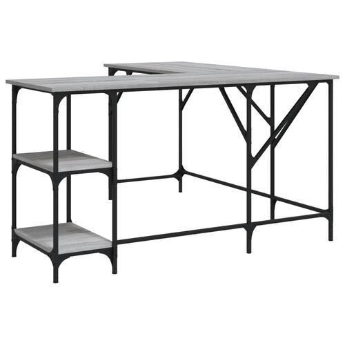 Skrivebord 139x139x75 cm konstrueret træ grå sonoma-eg