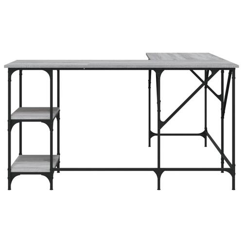 Skrivebord 139x139x75 cm konstrueret træ grå sonoma-eg