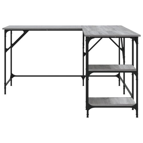 Skrivebord 139x139x75 cm konstrueret træ grå sonoma-eg