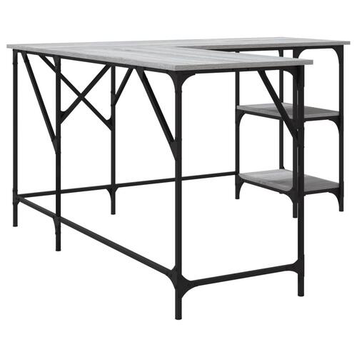 Skrivebord 139x139x75 cm konstrueret træ grå sonoma-eg