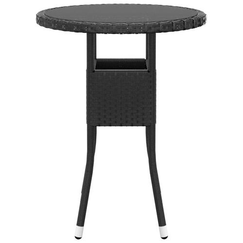 Bistrosæt til haven 3 dele polyrattan og hærdet glas sort