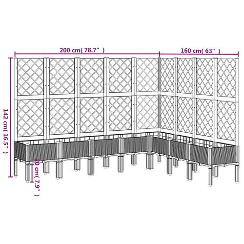 Plantekasse med espalier 200x160x142 cm PP brun