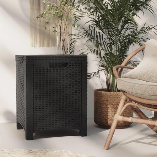 Opbevaringsboks til haven 39x39x46 cm polyrattan grafitgrå