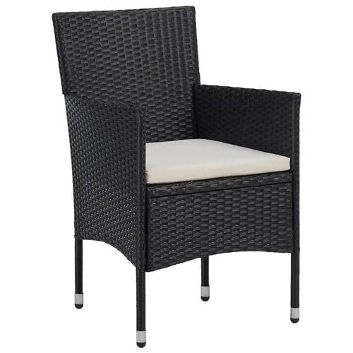 Bistrosæt til haven 3 dele polyrattan og hærdet glas sort