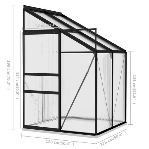 Drivhus 2,7 m² aluminium antracitgrå