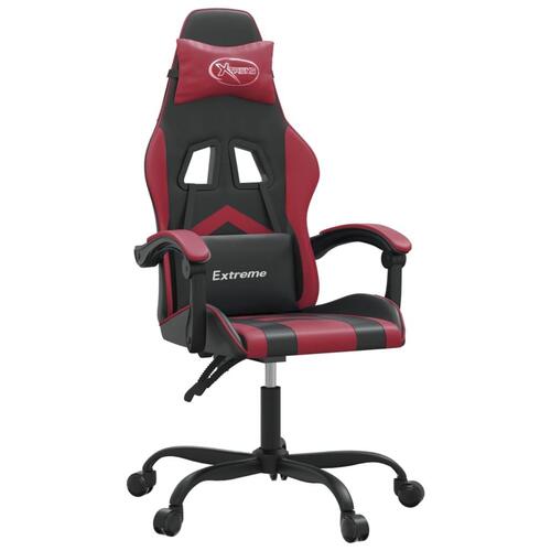 Drejelig gamingstol kunstlæder sort og vinrød