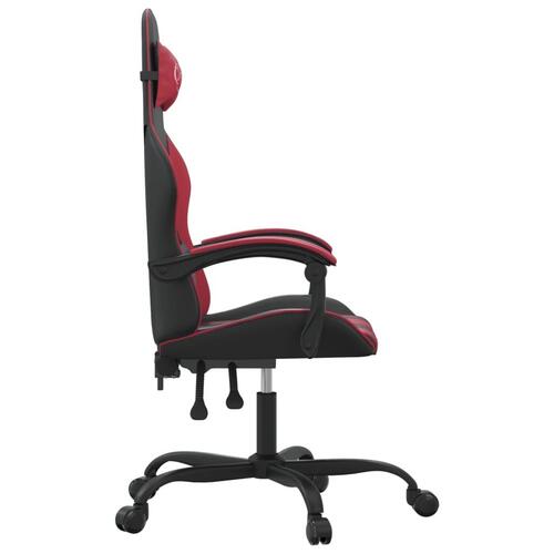 Drejelig gamingstol kunstlæder sort og vinrød