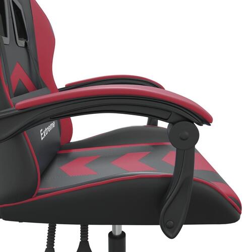 Drejelig gamingstol kunstlæder sort og vinrød