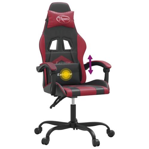 Drejelig gamingstol kunstlæder sort og vinrød