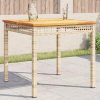 Havebord 80x80x75 cm polyrattan og akacietræ sort