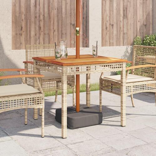 Havebord 80x80x75 cm polyrattan og akacietræ sort