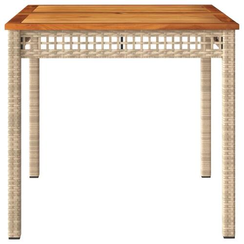 Havebord 80x80x75 cm polyrattan og akacietræ sort