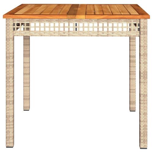 Havebord 80x80x75 cm polyrattan og akacietræ sort