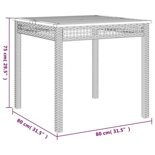 Havebord 80x80x75 cm polyrattan og akacietræ sort