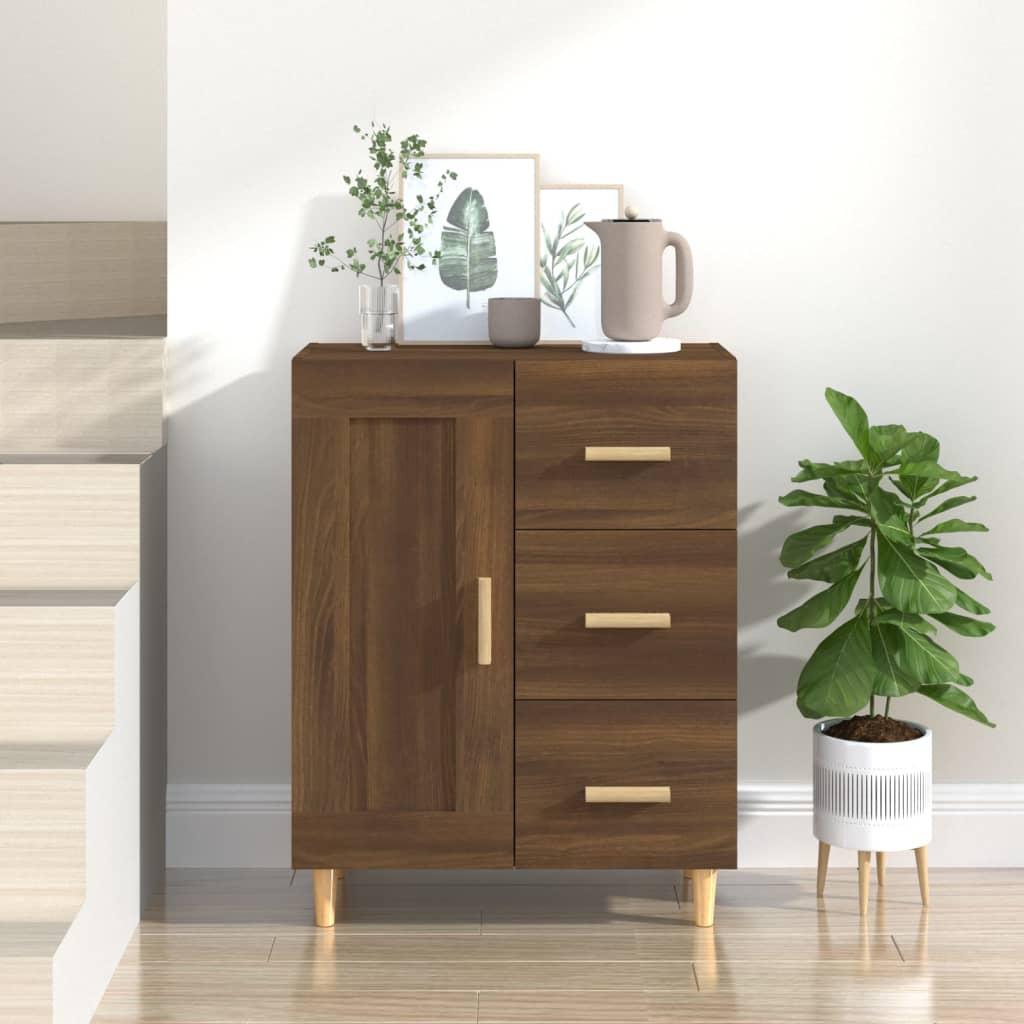 Skænk 69,5x34x90 cm konstrueret træ brun egetræsfarve