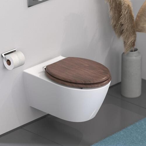 SCHÜTTE toiletsæde med soft-close DARK WOOD MDF