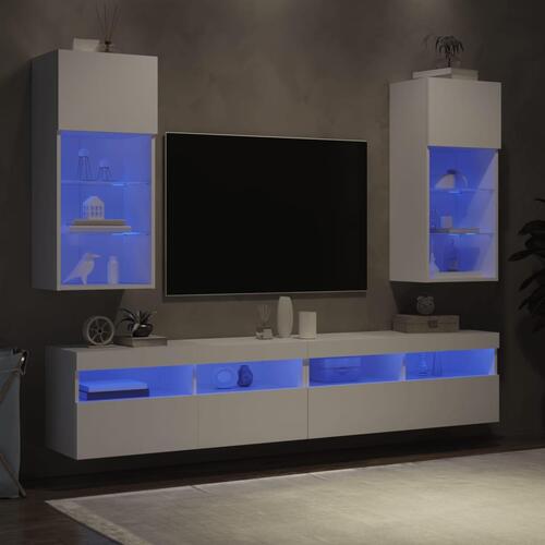 Tv-borde med LED-lys 2 stk. 40,5x30x90 cm hvid