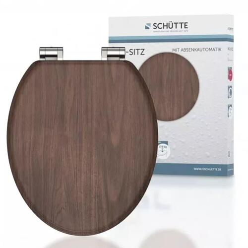 SCHÜTTE toiletsæde med soft-close DARK WOOD MDF