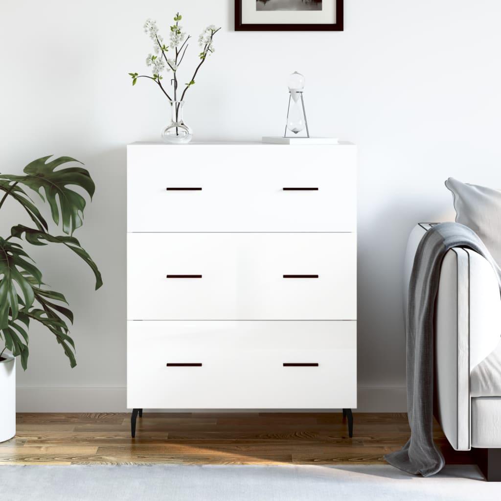 Skænk 69,5x34x90 cm konstrueret træ hvid højglans