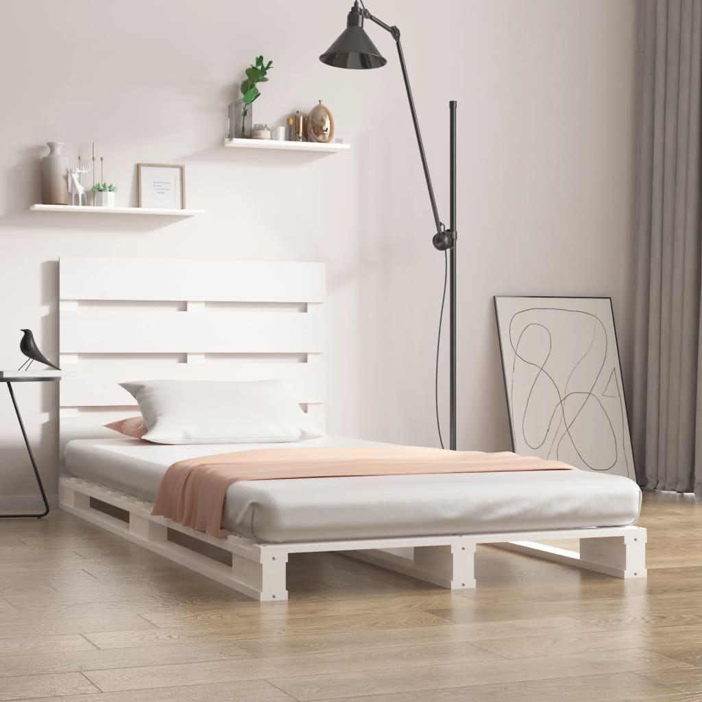 Sengeramme 100x200 cm massivt fyrretræ hvid