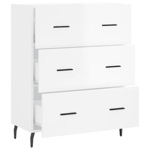 Skænk 69,5x34x90 cm konstrueret træ hvid højglans