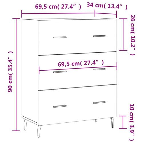 Skænk 69,5x34x90 cm konstrueret træ hvid højglans