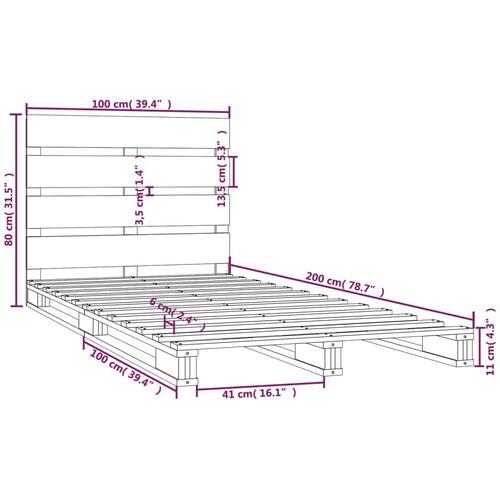 Sengeramme uden madras 100x200 cm massivt fyrretræ hvid