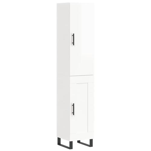 Skab 34,5x34x180 cm konstrueret træ hvid højglans
