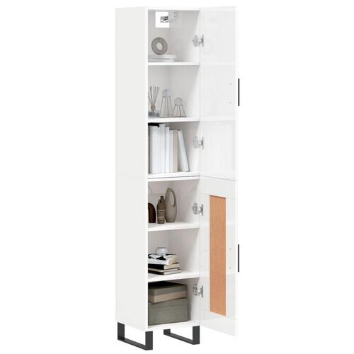 Skab 34,5x34x180 cm konstrueret træ hvid højglans