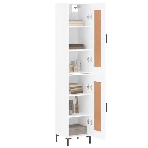 Skab 34,5x34x180 cm konstrueret træ hvid højglans