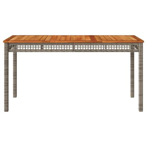 Havebord 140x80x75 cm polyrattan og akacietræ grå