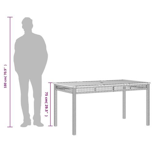 Havebord 140x80x75 cm polyrattan og akacietræ grå
